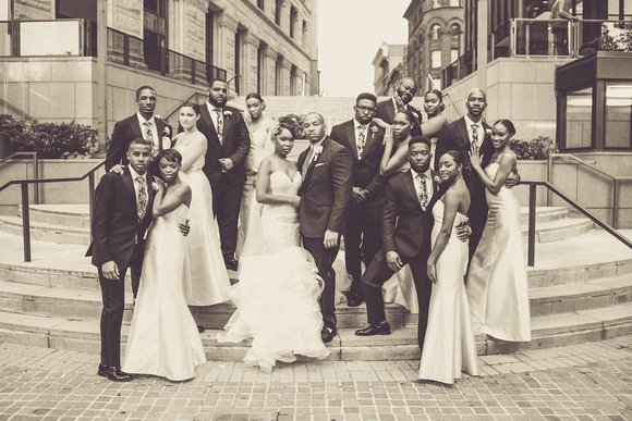 Baltimore Harbor, Maryland Wedding Group Portrait by Blue Pictorial